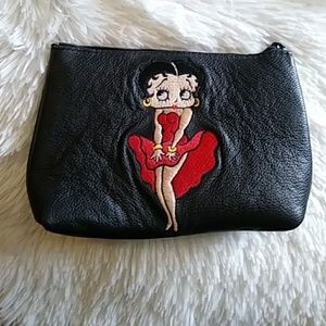 Betty Boop embroidered leather bag.